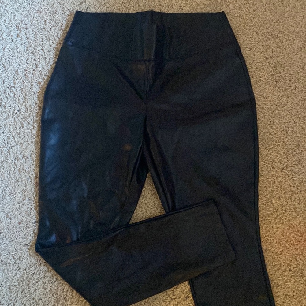 Faux leather pants.